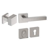 Hardbrass Voordeurset Quadro exc. 3-delig vierkant SKG3 met kerntrekbeveiliging - RVS - thumbnail