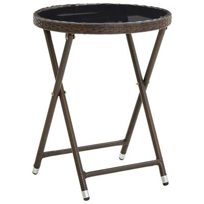VidaXL Salontafel 60 cm poly rattan en gehard glas bruin