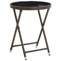 VidaXL Salontafel 60 cm poly rattan en gehard glas bruin - thumbnail