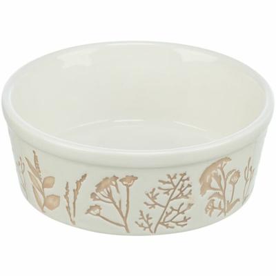 TRIXIE VOERBAK / DRINKBAK HOND PLANTMOTIEF STRUCTUUR KERAMIEK WIT / TAUPE 700 ML 16 CM 4 ST TRIXIE VOERBAK / DRINKBAK HOND PLANTMOTIEF STRUCTUUR KERAMIEK WIT / TAUPE 700 ML 16 CM 4 ST