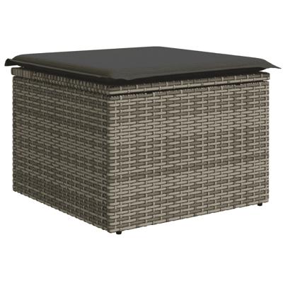 5-delige Loungeset met kussens poly rattan grijs - thumbnail