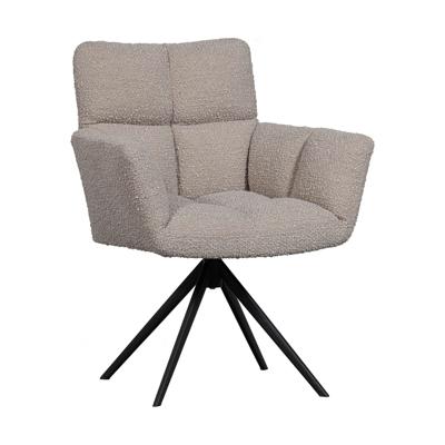 WOOOD Draaibare Eetkamerstoel 'Vinny' Bouclé met armleuning, kleur Zand