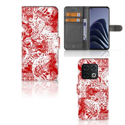 Telefoonhoesje met Naam OnePlus 10 Pro Angel Skull Rood | Portemonnee hoesje Telefoonhoesje met Naam OnePlus 10 Pro Angel Skull Rood | Portemonnee hoesje