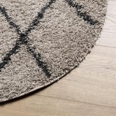 VidaXL Vloerkleed pamplona shaggy hoogpolig ø 160 cm beige antraciet
