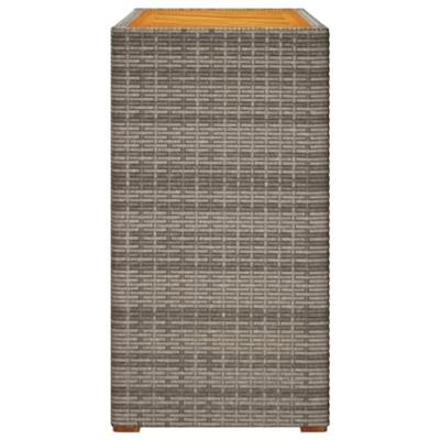 Tuinbijzettafel met houten blad 100x40x75 cm poly rattan grijs - thumbnail