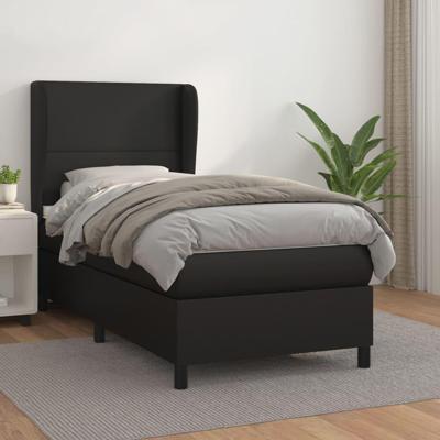 Boxspring met matras kunstleer zwart 100x200 cm