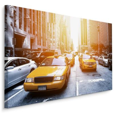 Schilderij - Gele Taxi&apos;s in de straten van New York, Premium Print