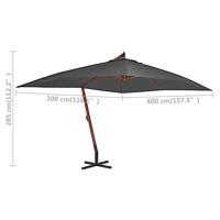 VidaXL Zweefparasol met houten paal 400x300 cm antracietkleurig - thumbnail