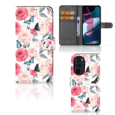 Motorola Edge 30 Pro Hoesje Butterfly Roses Motorola Edge 30 Pro Hoesje Butterfly Roses