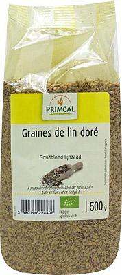 Primeal Lijnzaad goudblond bio 500 Gram Primeal Lijnzaad goudblond bio 500 Gram