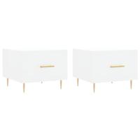 Salontafels 2 st 50x50x40 cm bewerkt hout wit - thumbnail