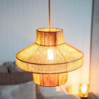 By-Boo Hanglamp 'Cirque' Jute, 30cm, kleur Naturel/Rood - thumbnail