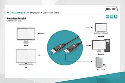 Digitus AK-340100-010-S DisplayPort-kabel DisplayPort Aansluitkabel DisplayPort-stekker, DisplayPort-stekker 1.00 m Zwart