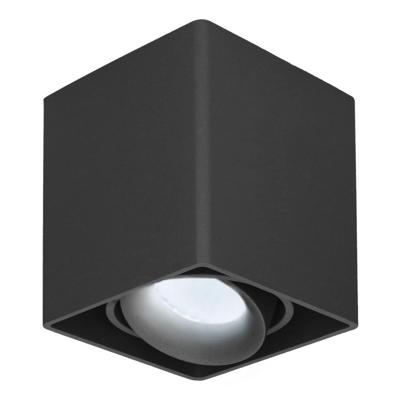 Esto LED Opbouwspot - Vierkant - Kantelbaar - Dimbaar - 6500K daglicht wit - 4 Watt 345 Lumen - GU10 - Plafondspot - Voor binnen - Vervangbare afdekring - Zwart