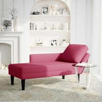 Chaise longue met kussen en rechterarmleuning fluweel wijnrood - thumbnail