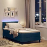 Boxspring bed met matras met hoofdeinde Blauw 90 x 190 cm Stof - thumbnail