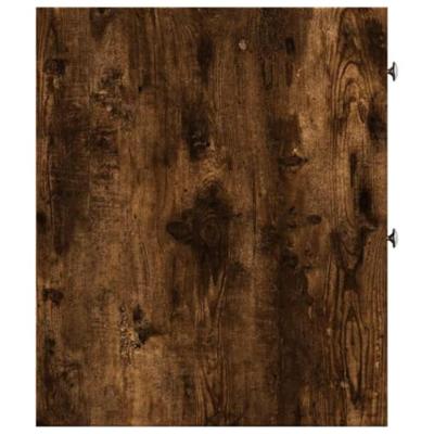 Badkamerkast smal met wielen bewerkt hout gerookt eikenkleurig