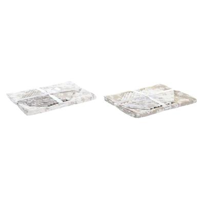 Placemat en servetten DKD Home Decor 9 Onderdelen 2 Stuks 150 x 250 x 0,5 cm Beige Roze Wit Groen Lichtbruin