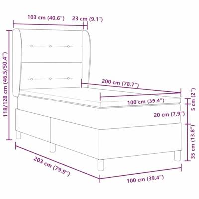 Boxspringbed met matras fluweel donkergrijs 100x200 cm