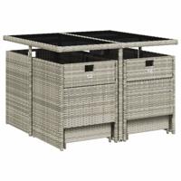 9-delige Tuinset met kussens poly rattan lichtgrijs - thumbnail
