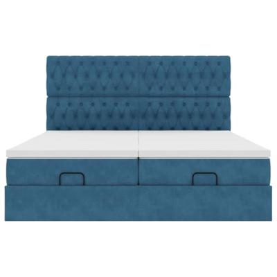 Ottoman bed met matrassen 160x200cm fluweel donkerblauw
