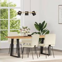 Eetkamerstoelen 4 st fluweel crèmekleurig - thumbnail