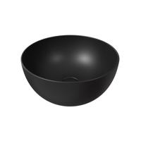 Ronde Waskom Opbouw Salenzi Unica Round 40x20 cm Mat Zwart (inclusief bijpassende afvoerplug) - thumbnail
