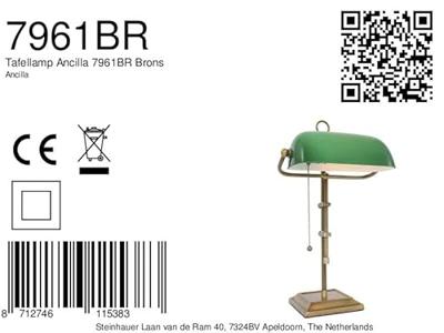Steinhauer BankierslampAncilla goud met groen - 7961BR