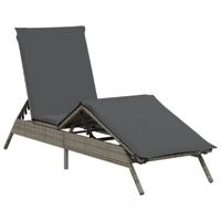 Ligstoelen 2 st met kussens poly rattan grijs - thumbnail