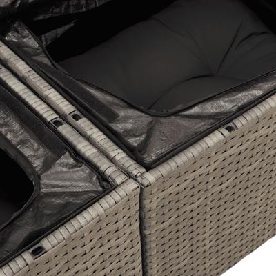 5-delige Loungeset met kussens poly rattan grijs - thumbnail