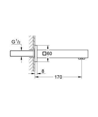 Baduitloop GROHE Eurocube Supersteel