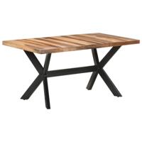 Eettafel 160x80x75 cm massief hout met honingkleurige afwerking - thumbnail
