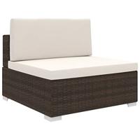 Middenbank 1 st met kussens poly rattan bruin - thumbnail