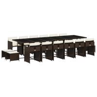 17-delige Tuinset met kussens poly rattan bruin - thumbnail