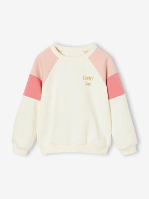 Colorblock meisjessweater ecru Colorblock meisjessweater ecru