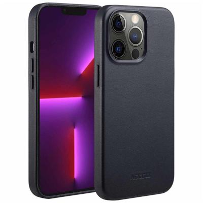 Accezz MagSafe Leather Backcover iPhone 13 Pro Telefoonhoesje Zwart