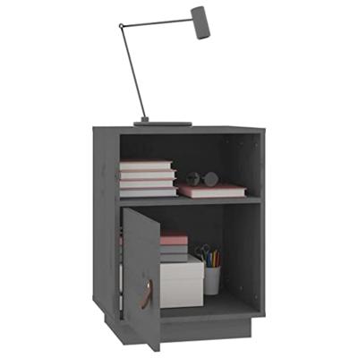 Nachtkastjes 2 st 40x34x55 cm massief grenenhout grijs