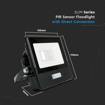 V-Tac LED Bouwlamp | 10W | 3000K | IP65 | met Sensor | Body Zwart - 9335200 V-Tac LED Bouwlamp | 10W | 3000K | IP65 | met Sensor | Body Zwart - 9335200