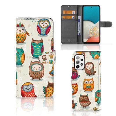 Samsung Galaxy A73 5G | Telefoonhoesje | Met pasjeshouder | Vrolijke Uilen Samsung Galaxy A73 5G | Telefoonhoesje | Met pasjeshouder | Vrolijke Uilen