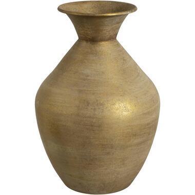 Vaas Antica - goudkleurig - metaal - 37xØ25 cm - Leen Bakker