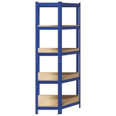 VidaXL Hoekrek 5-laags staal en bewerkt hout blauw