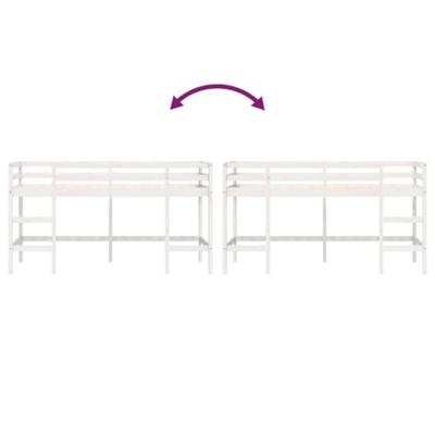 Kinderhoogslaper met ladder 80x200 cm massief grenenhout wit
