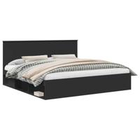Bedframe met hoofdeinde Zwart 200 x 200 cm Massief grenenhout - thumbnail