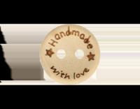 Houten knoop 15mm handmade with love - thumbnail