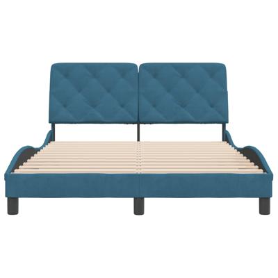 Bedframe met hoofdeinde fluweel blauw 160x200 cm