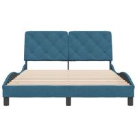 Bedframe met hoofdeinde fluweel blauw 160x200 cm - thumbnail