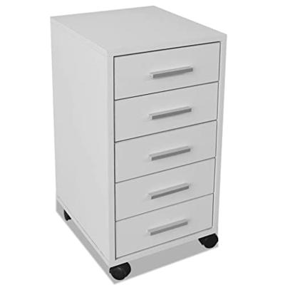VidaXL Kantoor ladeblok op wielen 5 lades wit VidaXL Kantoor ladeblok op wielen 5 lades wit
