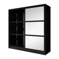 Meubella Kledingkast Davies - Zwart - 200 cm - Met spiegel - thumbnail