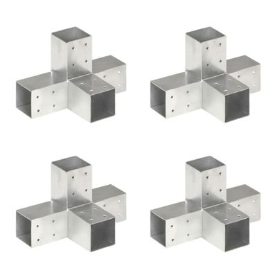 VidaXL Paalverbindingen 4 st x-vorm 71x71 mm gegalvaniseerd metaal