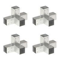 VidaXL Paalverbindingen 4 st x-vorm 71x71 mm gegalvaniseerd metaal - thumbnail